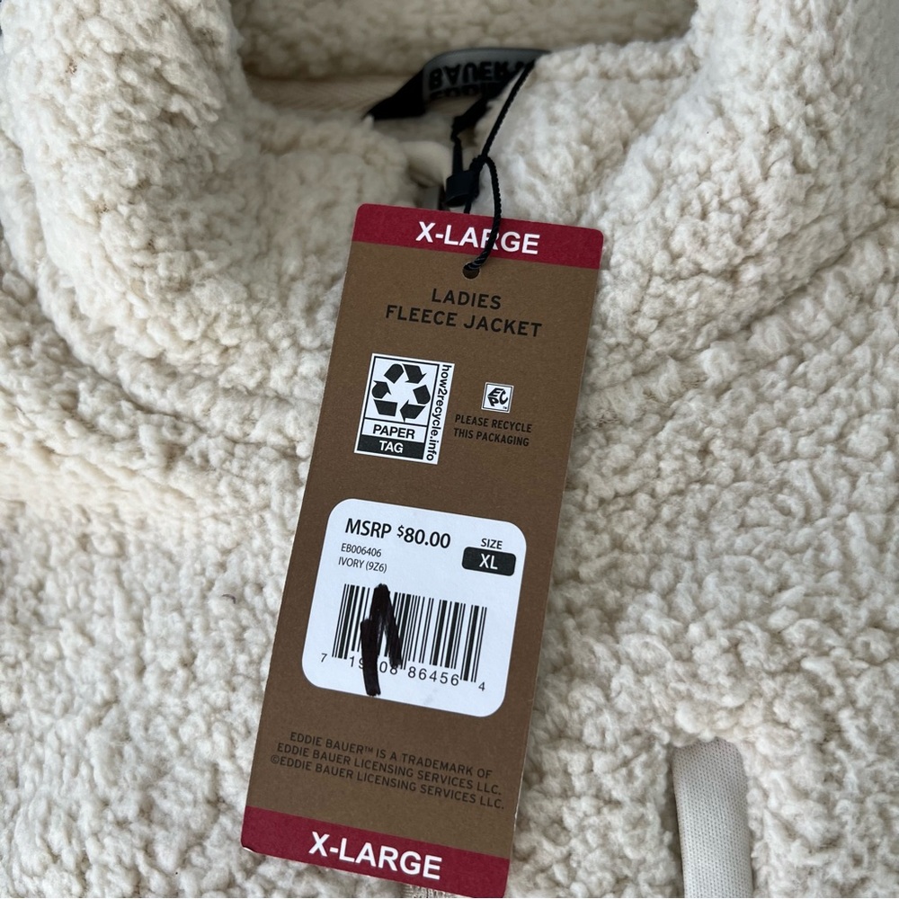 NWT Eddie Bauer Women's Fleece Jacket in Ivory - Picture 6 of 6